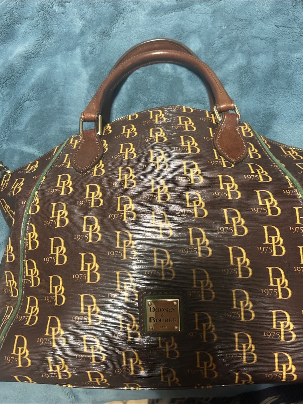 Dooney & Bourke Brown and Yellow DB Monogram Duffel